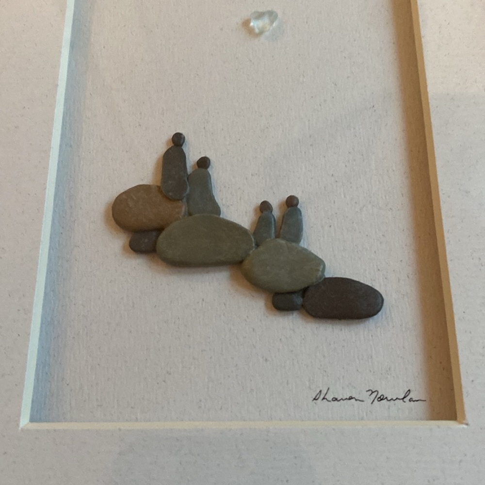 Sharon Nowlan Stone Art. “We Are Four” Framed 8 x 10 New with Tags